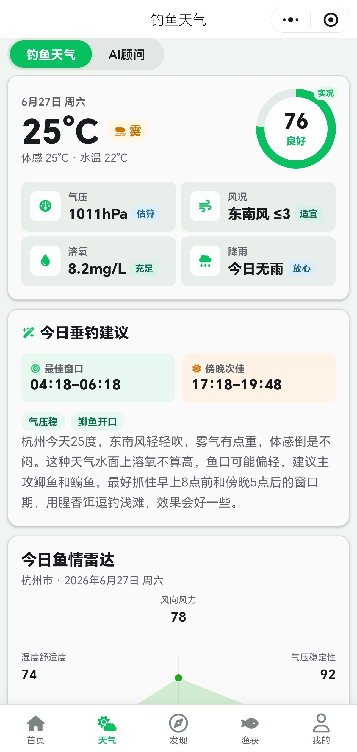 钓鱼天气